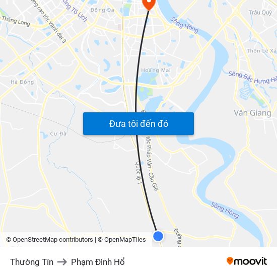 Thường Tín to Phạm Đình Hổ map