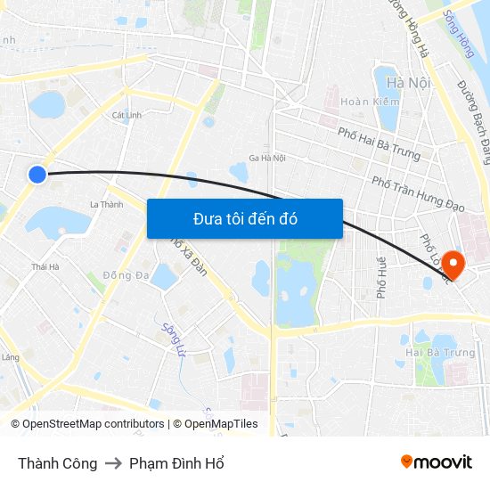 Thành Công to Phạm Đình Hổ map