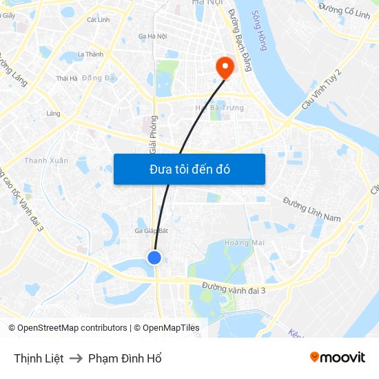 Thịnh Liệt to Phạm Đình Hổ map