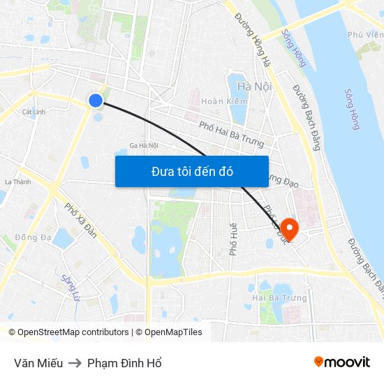 Văn Miếu to Phạm Đình Hổ map