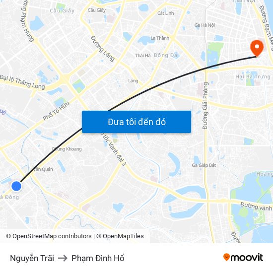 Nguyễn Trãi to Phạm Đình Hổ map