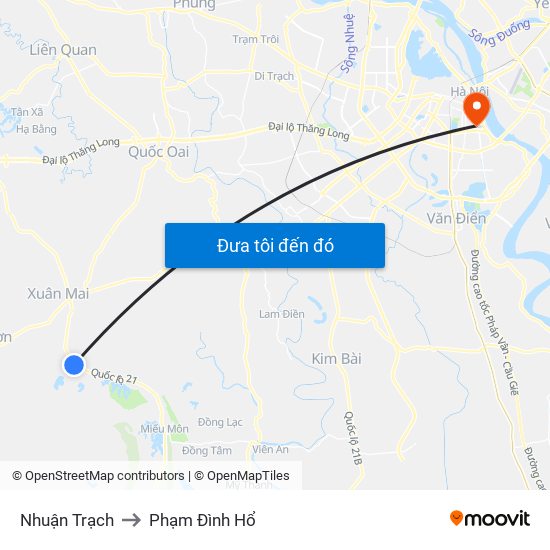 Nhuận Trạch to Phạm Đình Hổ map