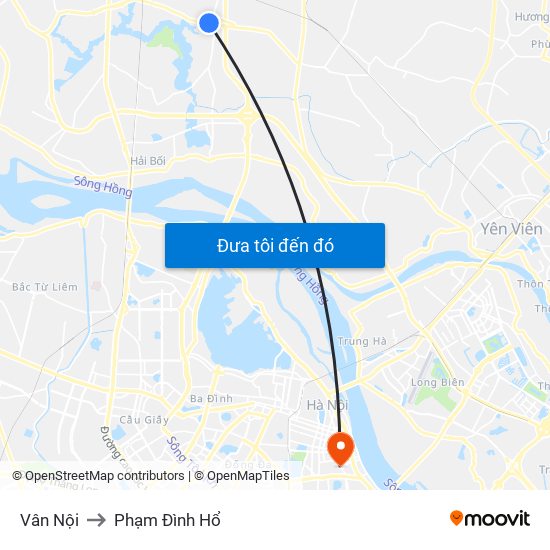 Vân Nội to Phạm Đình Hổ map