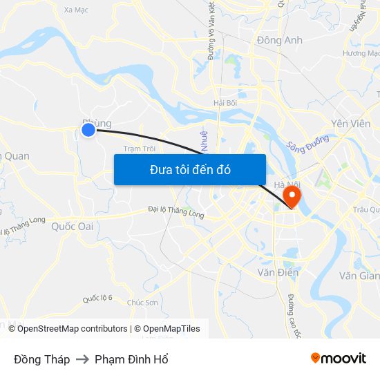 Đồng Tháp to Phạm Đình Hổ map