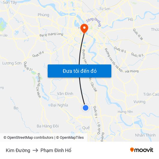 Kim Đường to Phạm Đình Hổ map