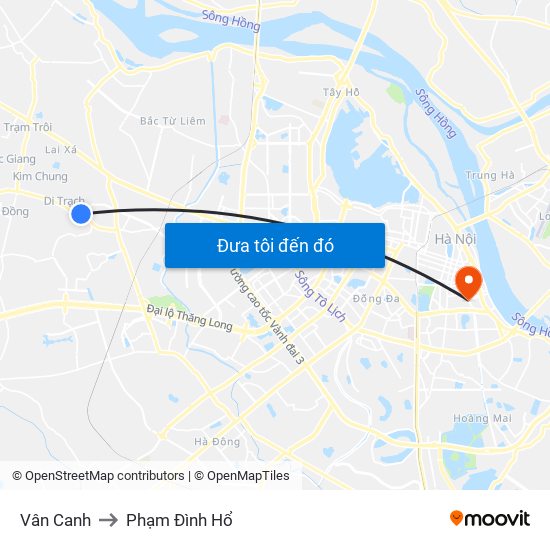 Vân Canh to Phạm Đình Hổ map