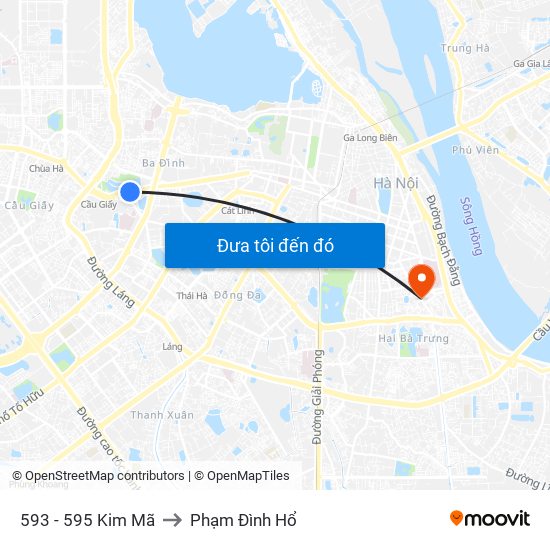 593 - 595 Kim Mã to Phạm Đình Hổ map