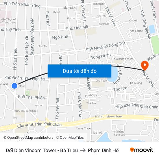 Đối Diện Vincom Tower - Bà Triệu to Phạm Đình Hổ map