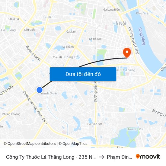 Công Ty Thuốc Lá Thăng Long - 235 Nguyễn Trãi to Phạm Đình Hổ map