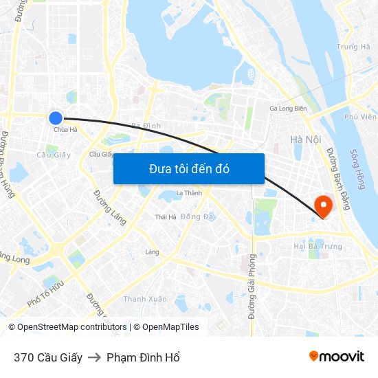 370 Cầu Giấy to Phạm Đình Hổ map