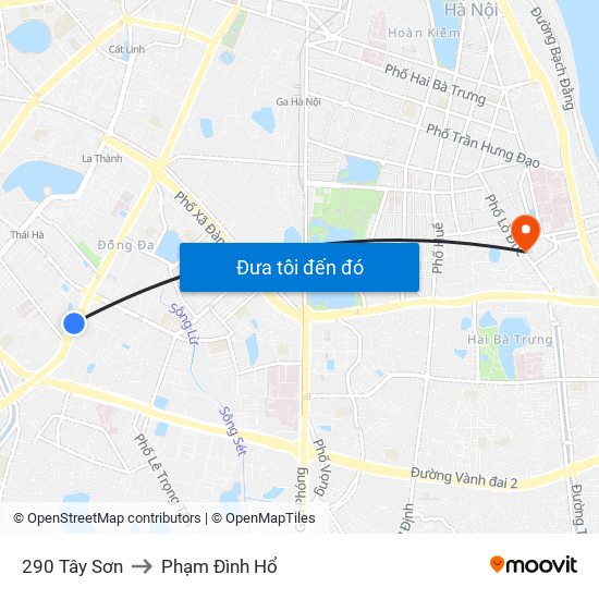 290 Tây Sơn to Phạm Đình Hổ map