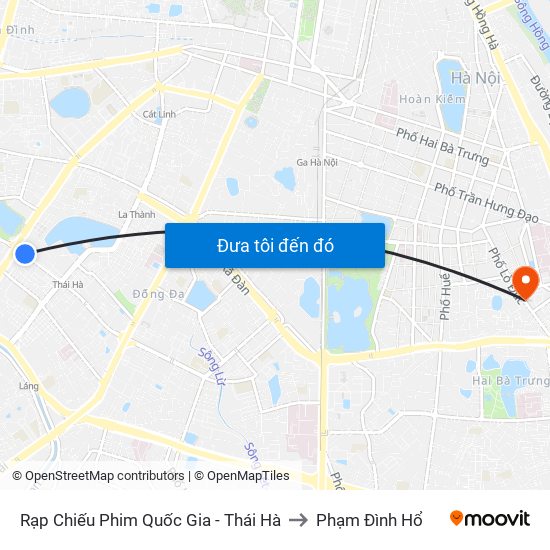 Rạp Chiếu Phim Quốc Gia - Thái Hà to Phạm Đình Hổ map