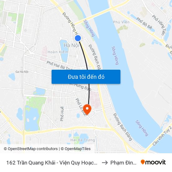 162 Trần Quang Khải - Viện Quy Hoạch Thủy Lợi to Phạm Đình Hổ map
