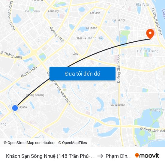 Khách Sạn Sông Nhuệ (148 Trần Phú- Hà Đông) to Phạm Đình Hổ map