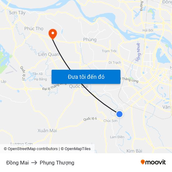 Đồng Mai to Phụng Thượng map