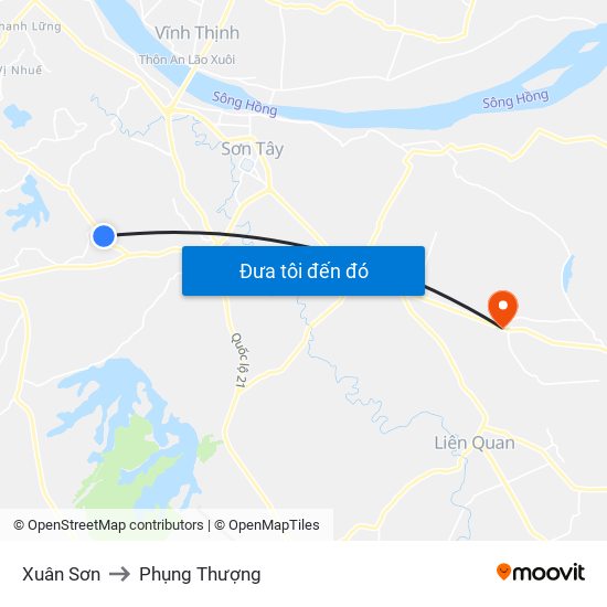 Xuân Sơn to Phụng Thượng map