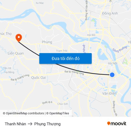 Thanh Nhàn to Phụng Thượng map