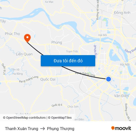 Thanh Xuân Trung to Phụng Thượng map