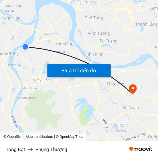 Tòng Bạt to Phụng Thượng map