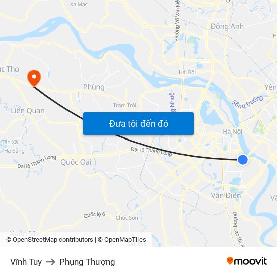 Vĩnh Tuy to Phụng Thượng map