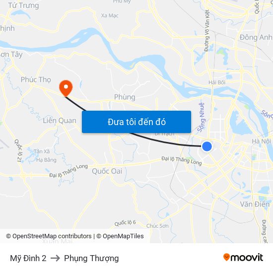 Mỹ Đình 2 to Phụng Thượng map