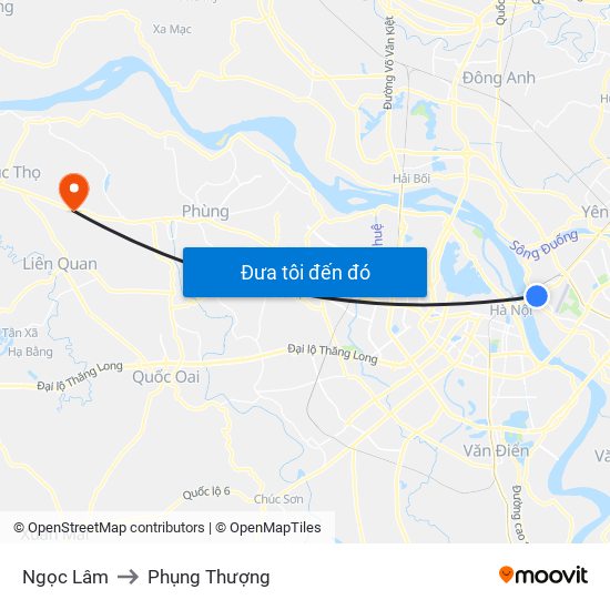 Ngọc Lâm to Phụng Thượng map