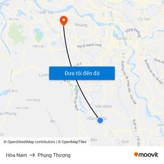 Hòa Nam to Phụng Thượng map