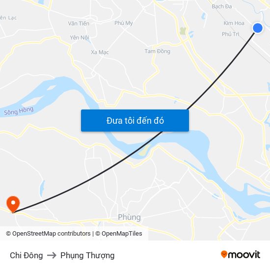 Chi Đông to Phụng Thượng map