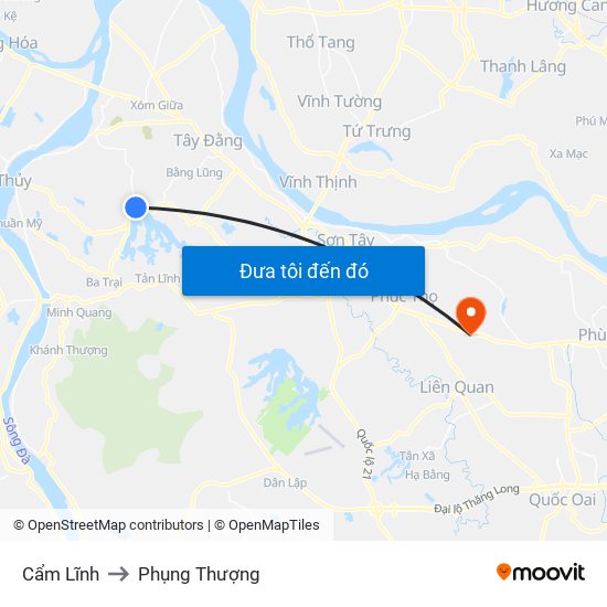 Cẩm Lĩnh to Phụng Thượng map