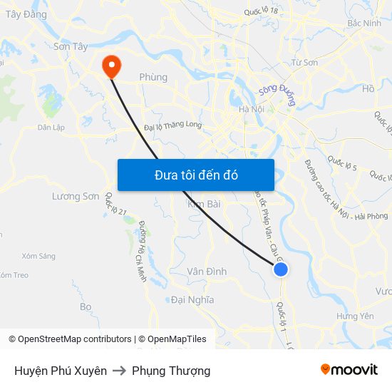 Huyện Phú Xuyên to Phụng Thượng map