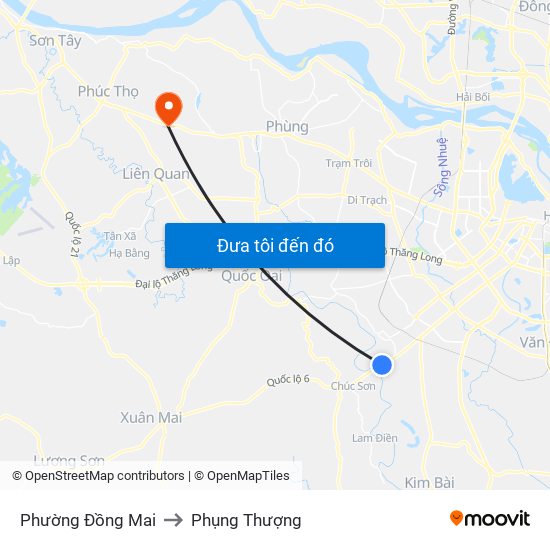 Phường Đồng Mai to Phụng Thượng map