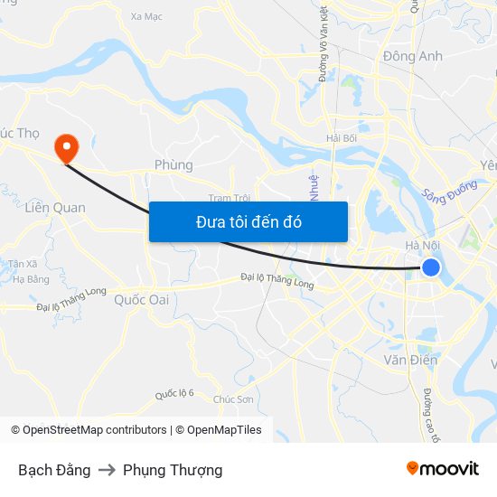 Bạch Đằng to Phụng Thượng map