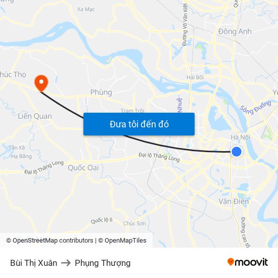 Bùi Thị Xuân to Phụng Thượng map