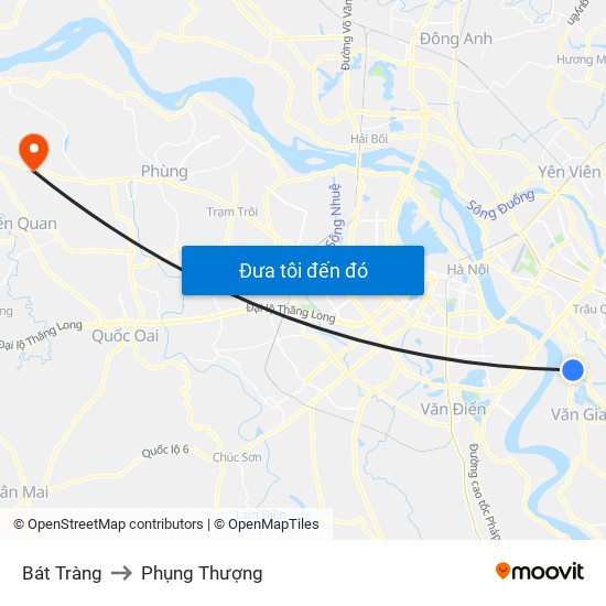 Bát Tràng to Phụng Thượng map