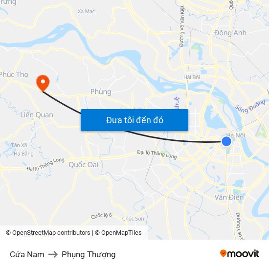 Cửa Nam to Phụng Thượng map