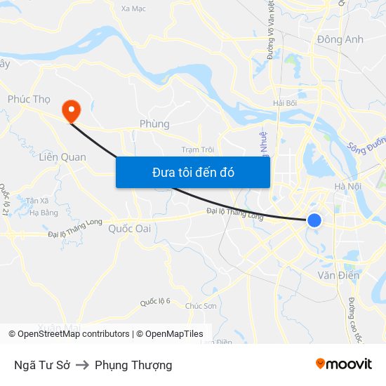 Ngã Tư Sở to Phụng Thượng map