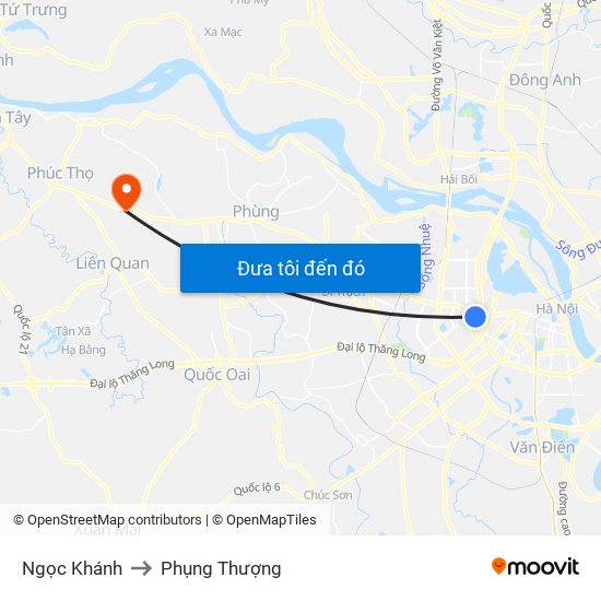 Ngọc Khánh to Phụng Thượng map