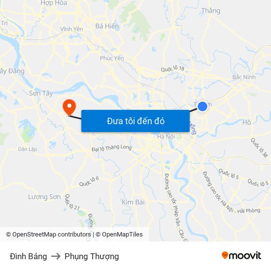 Đình Bảng to Phụng Thượng map