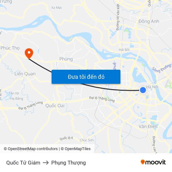 Quốc Tử Giám to Phụng Thượng map