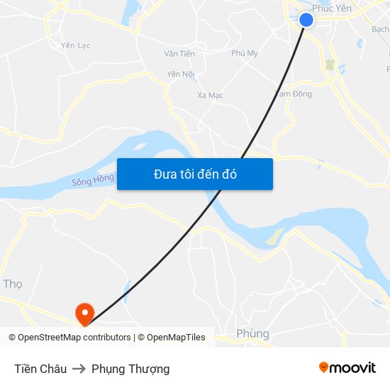 Tiền Châu to Phụng Thượng map