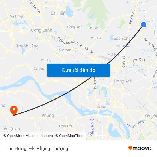 Tân Hưng to Phụng Thượng map