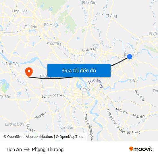 Tiền An to Phụng Thượng map