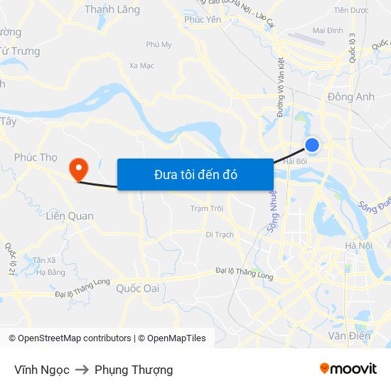 Vĩnh Ngọc to Phụng Thượng map