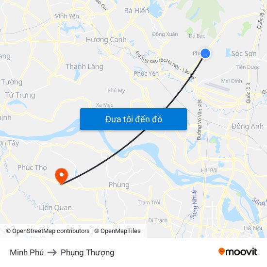 Minh Phú to Phụng Thượng map