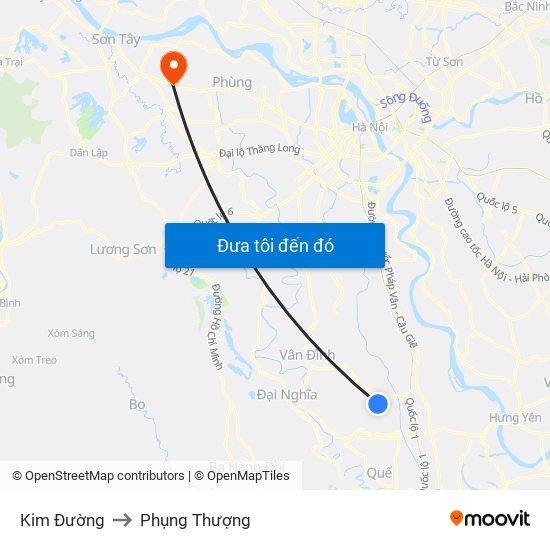 Kim Đường to Phụng Thượng map