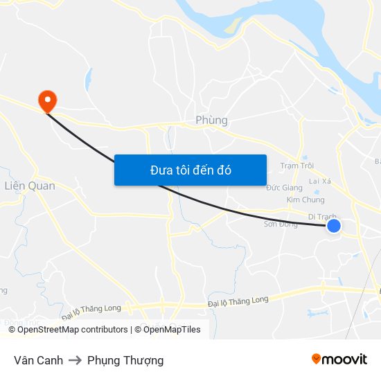 Vân Canh to Phụng Thượng map