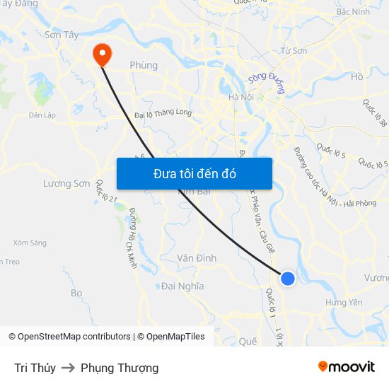 Tri Thủy to Phụng Thượng map