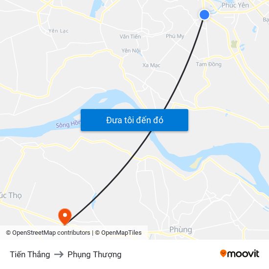 Tiến Thắng to Phụng Thượng map