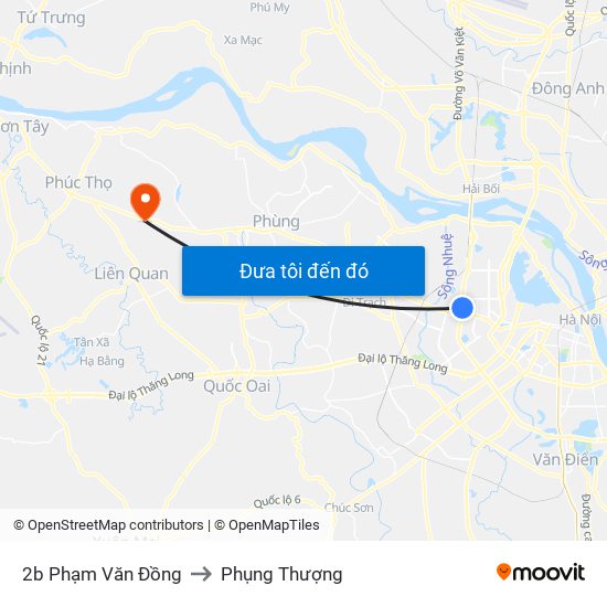 2b Phạm Văn Đồng to Phụng Thượng map