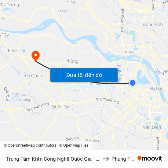 Trung Tâm Khtn Công Nghệ Quốc Gia - 18 Hoàng Quốc Việt to Phụng Thượng map